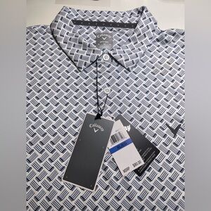 Callaway Golf Shirt Opti Dri Golf Printed 50UPF Mens XL NWT $80 Bright White